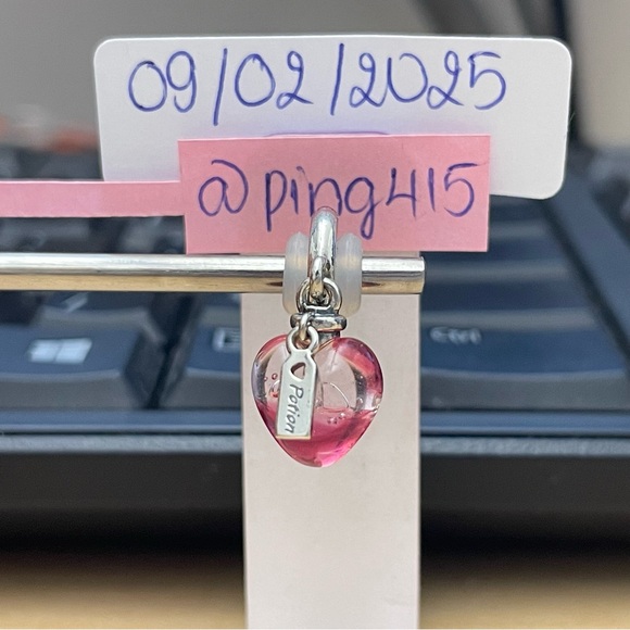 Pandora Potion heart pink Murano dangle - Picture 2 of 16
